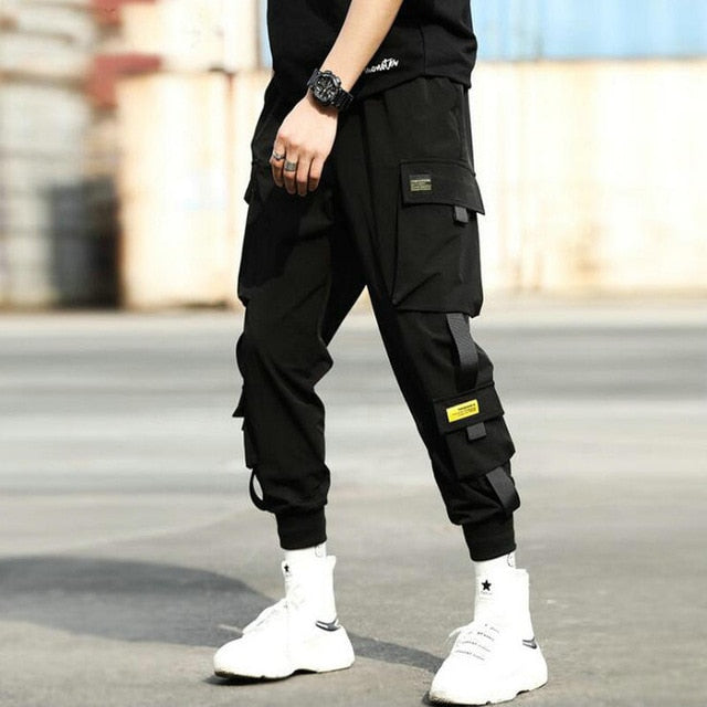 Streetwear Hip Hop Black Harem Pants Men Elastic Waist Punk Pants